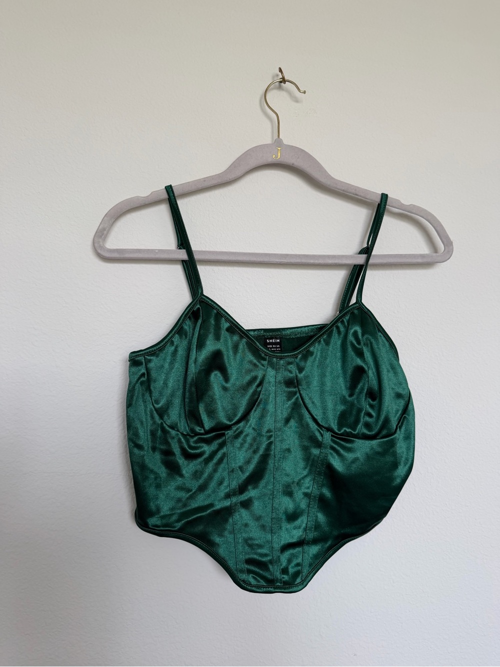 SHEIN Emerald Green Satin Bustier Top Camisole Size L